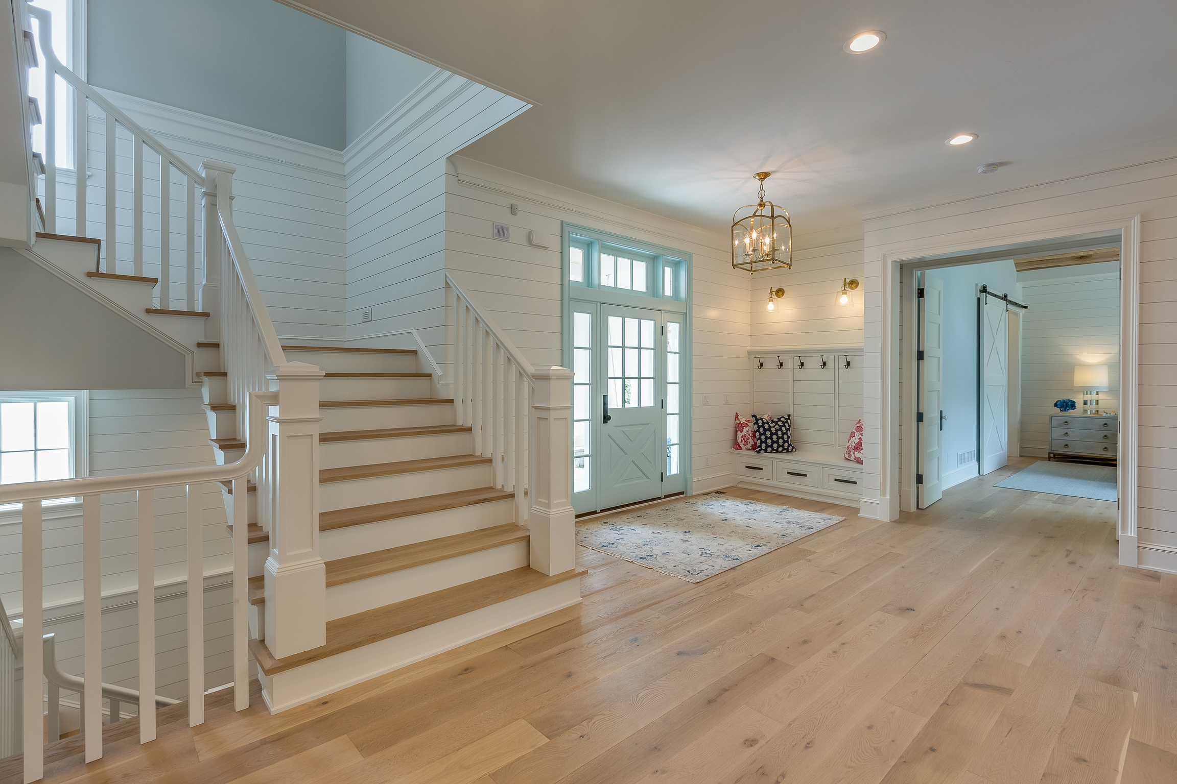 Lovely front entry of farmhouse style new home